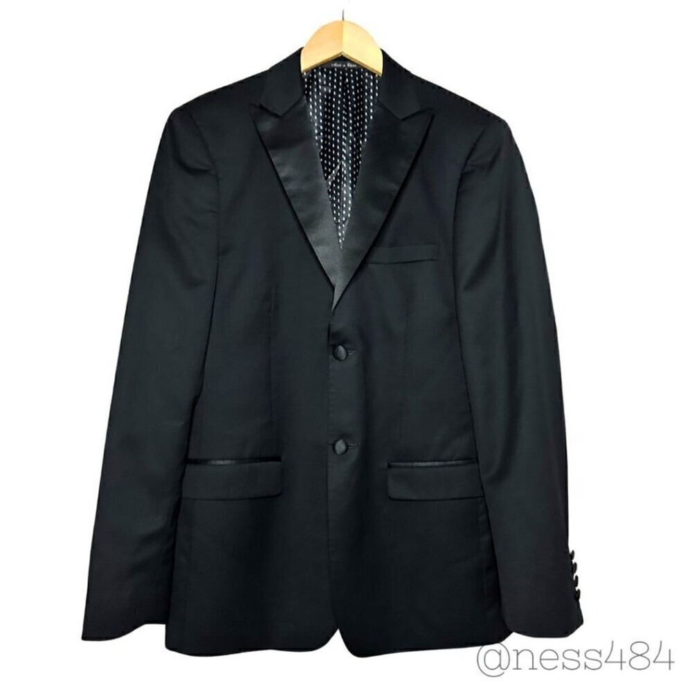 Unique 0300 Black Super 150s Wool Mens‎ Size 44L